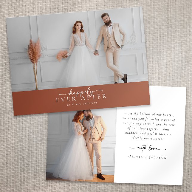 Terracotta Burnt Orange Photo Wedding Thank You Card (Creator Uploaded)