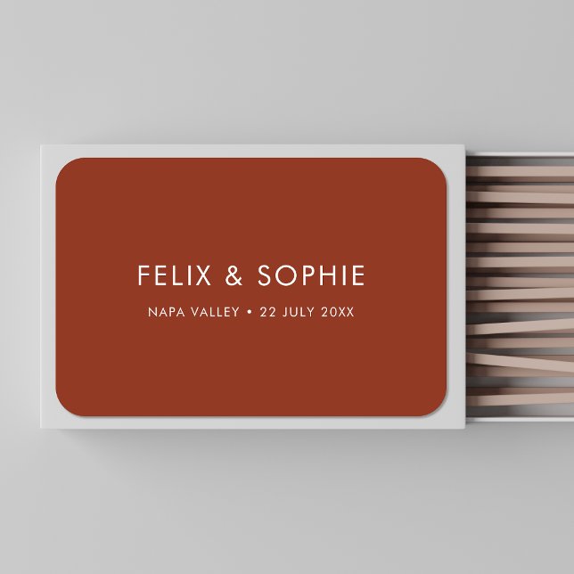 Terracotta | Burnt Orange Rust Wedding Favor Matchboxes (Creator Uploaded)