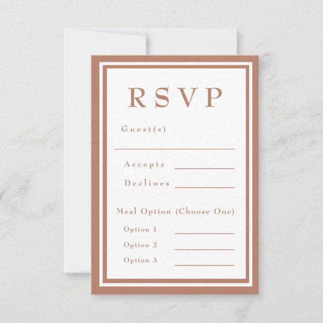 Terracotta Burnt Orange Rustic Wedding RSVP Card (Front)