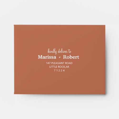 Terracotta Burnt Orange Solid Color Simple RSVP Envelope