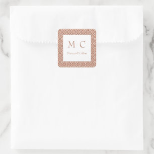 Terracotta Burnt Orange Tuscan Villa Wedding Square Sticker