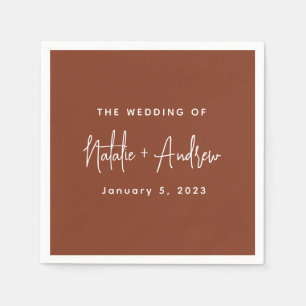 Terracotta Burnt Umber Classic Script Wedding Napkins