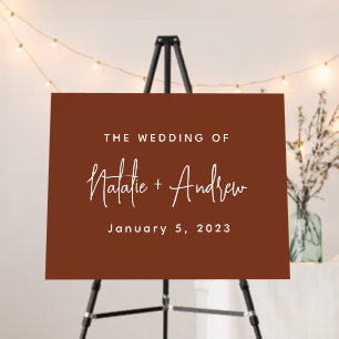 Terracotta Burnt Umber Classic Script Wedding Sign