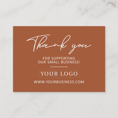 Terracotta Business Logo Thank you Product Care Business Card