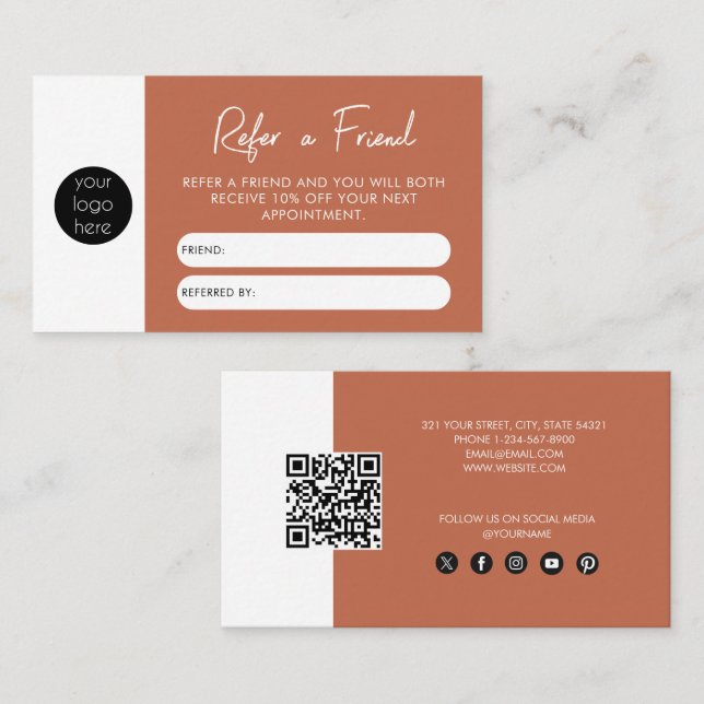 Terracotta Business Refer A Friend Referral Card (Front/Back)
