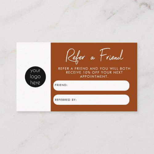 Terracotta Business Refer A Friend Referral Card