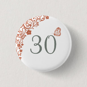 Terracotta Butterfly Garden Script Number / Age Button