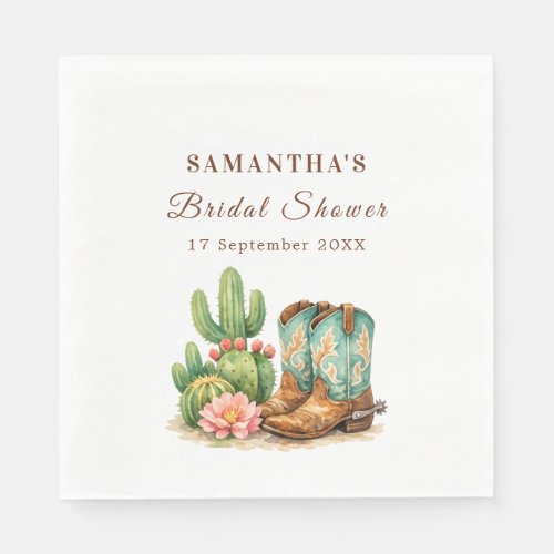 Terracotta Cactus Arizona Cowgirl Bridal Shower Napkins