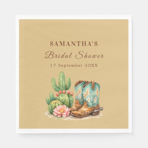 Terracotta Cactus Arizona Cowgirl Bridal Shower Napkins