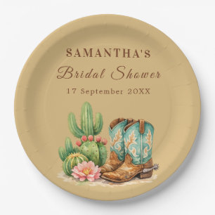 Terracotta Cactus Arizona Cowgirl Bridal Shower Paper Plates