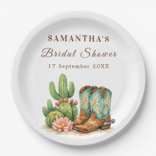 Terracotta Cactus Arizona Cowgirl Bridal Shower Paper Plates