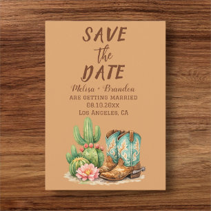 Terracotta Cactus Desert Arizona Cowboy Wedding  Invitation
