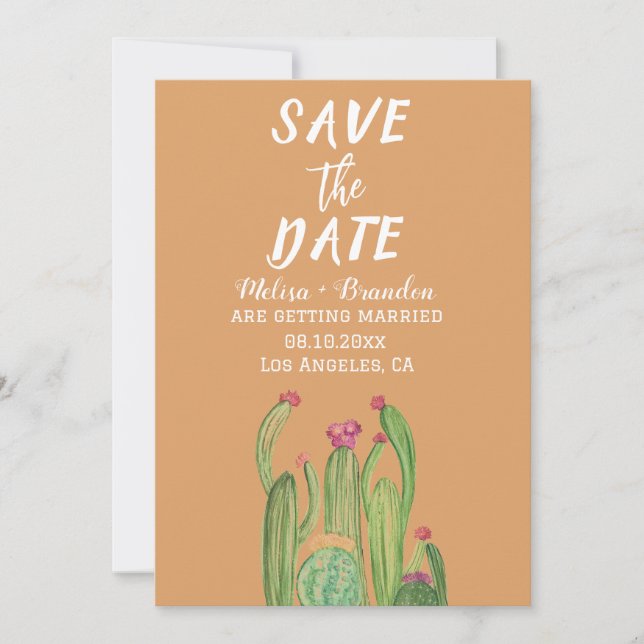 Terracotta Cactus Desert Arizona Rustic Wedding  Invitation (Front)