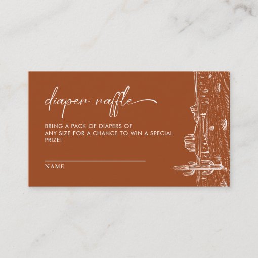 Terracotta Cactus Desert Baby Shower Diaper Raffle Enclosure Card | Zazzle