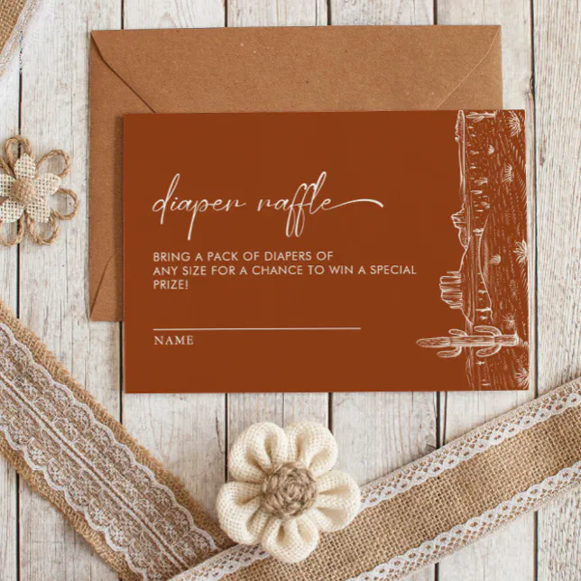 Terracotta Cactus Desert Baby Shower Diaper Raffle Enclosure Card | Zazzle