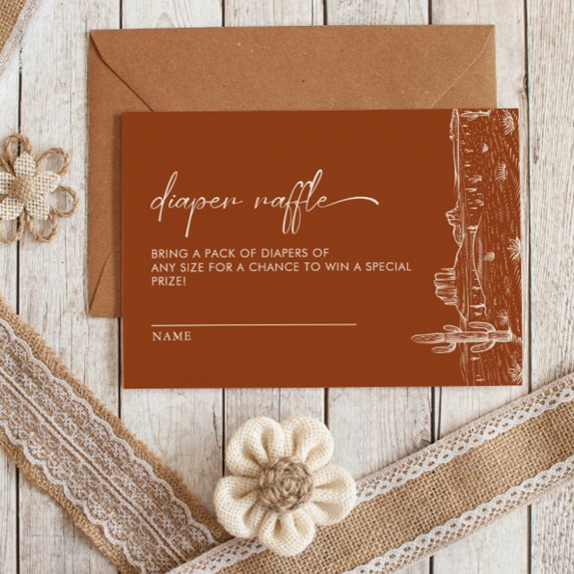 Terracotta Cactus Desert Baby Shower Diaper Raffle Enclosure Card (Creator Uploaded)