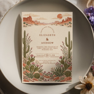 Terracotta Cactus Desert Western Wedding Invitation