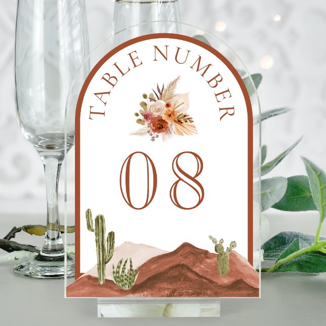 Terracotta Cactus Wedding Acrylic Table Number (Creator Uploaded)