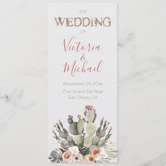 Terracotta & Cactus Wedding Fiesta wedding Program (Front)