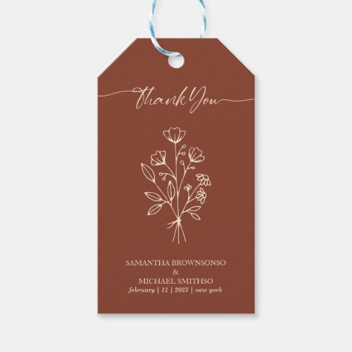 Terracotta Calligraphy Boho Botanicals Thank You Gift Tags