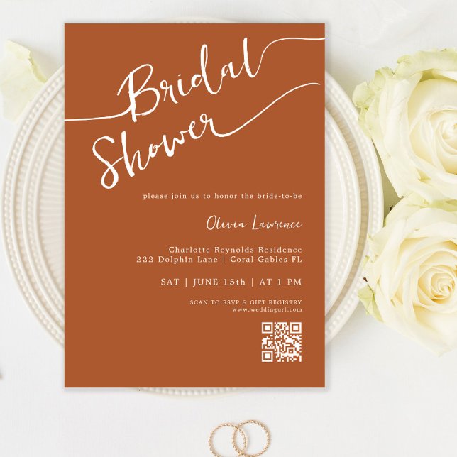 Terracotta Calligraphy Bridal Shower Invitation (Creator Uploaded)