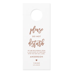 Terracotta Calligraphy Do Not Disturb Wedding Door Hanger