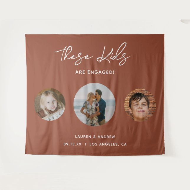 Terracotta Calligraphy Engagement Party Backdrop  (Front (Horizontal))