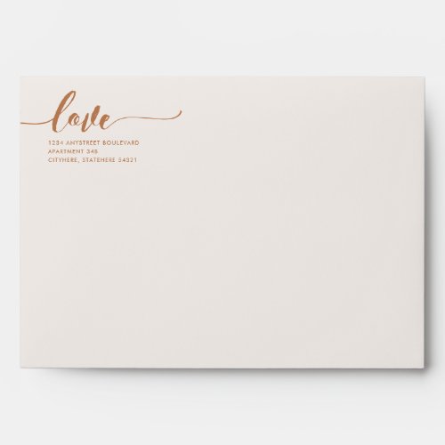 Terracotta Calligraphy Love Script Return Address Envelope