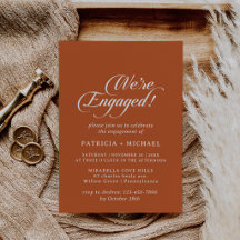Terracotta Calligraphy Minimal We're Engaged
