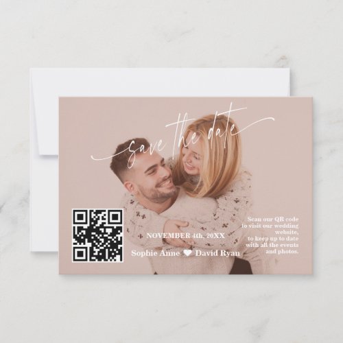 Terracotta Calligraphy QR Code Photo Wedding   Save The Date