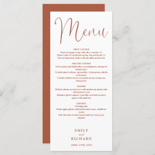 Terracotta Calligraphy Script Wedding Menu