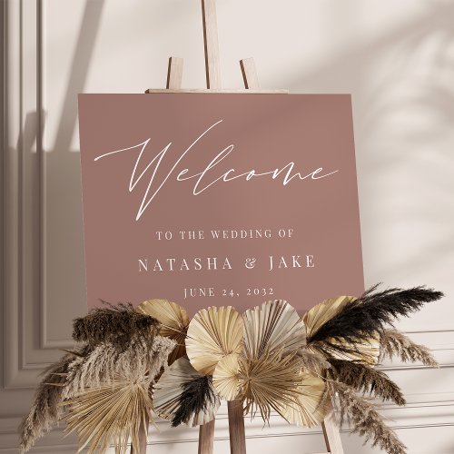 Terracotta Calligraphy Script Wedding Welcome Sign