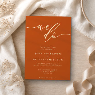 Terracotta Calligraphy Signature We Do Wedding Invitation