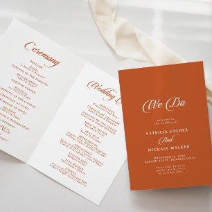 Terracotta Calligraphy We Do Folded Wedding Program