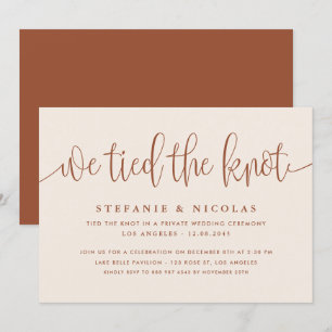 Terracotta Calligraphy We Tied The Knot Wedding Invitation