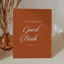 Terracotta Calligraphy Wedding Guest Book