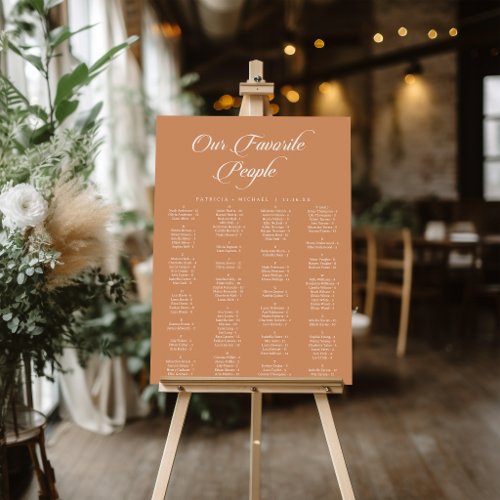 Terracotta Calligraphy Wedding Seating Chart Foam Board