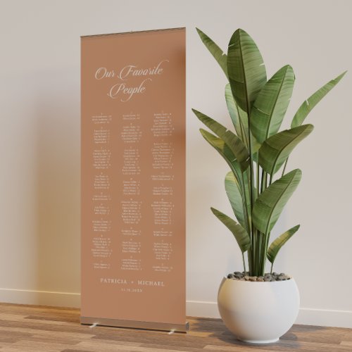 Terracotta Calligraphy Wedding Seating Chart Retractable Banner