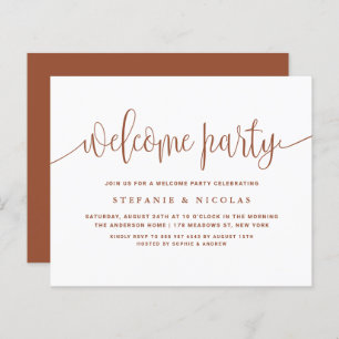 Terracotta Calligraphy Welcome Party Invitation
