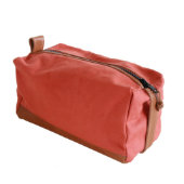 Terracotta Canvas and Leather Dopp Kit (Front Left)