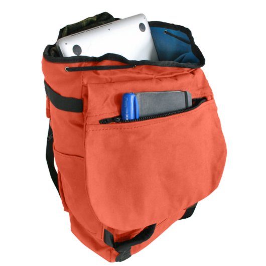 Terracotta Canvas Rucksack with Blue Liner (Open)