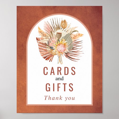 Terracotta cards and gifts fall wedding poster