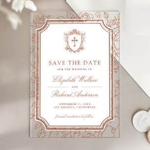Terracotta Catholic Wedding Save the Date