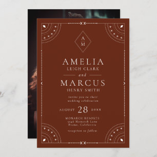 Terracotta Celestial Moon & Stars Wedding Invitation