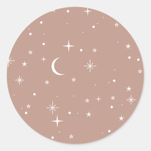 Terracotta Celestial Pattern Classic Round Sticker