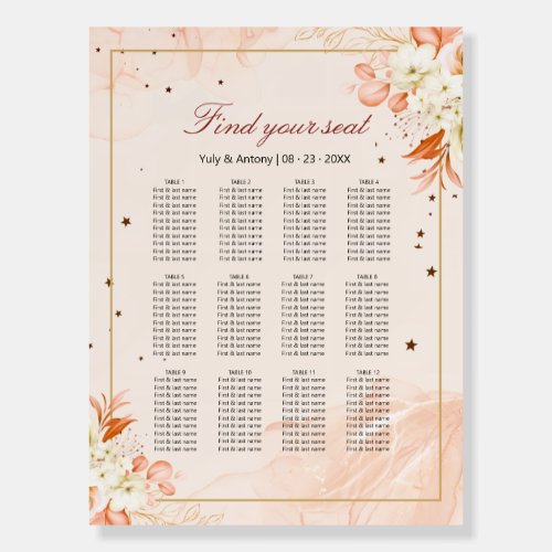 Terracotta Celestial Starry Floral Wedding Guest Foam Board
