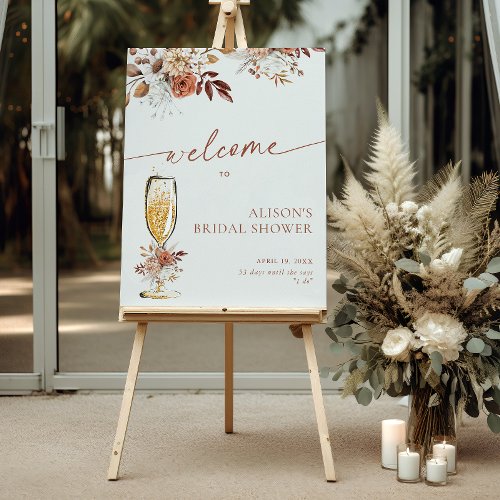 Terracotta Champagne Bridal Shower Welcome Sign