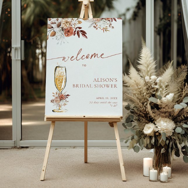 Terracotta Champagne Bridal Shower Welcome Sign (Creator Uploaded)