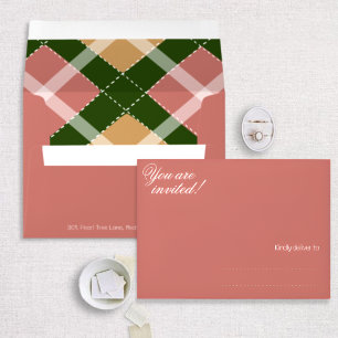 Terracotta Checkered Classic Vintage Cozy Wedding Envelope