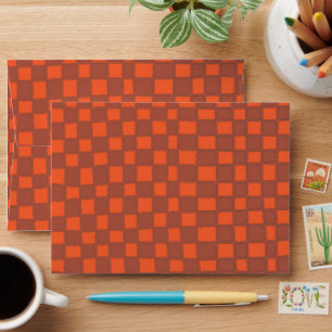 Terracotta Checkered Warm Checkerboard Pattern Envelope